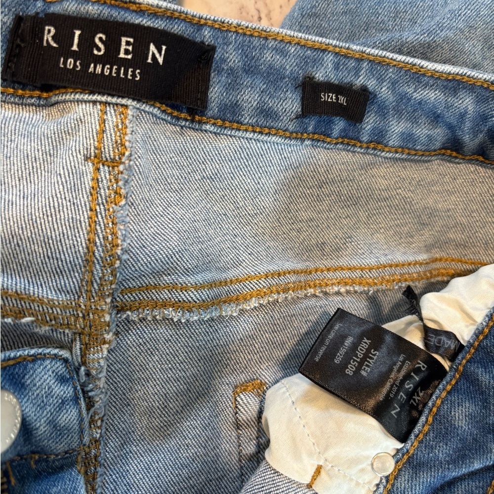 Risen Los Angeles Blue baggy Flare high rise Women's Jeans 2 XL - Picture 4 of 9